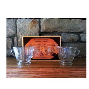 Vtg Depression Sugar Set Madrid Cream Crystal Glass Vintage Recollection Indiana